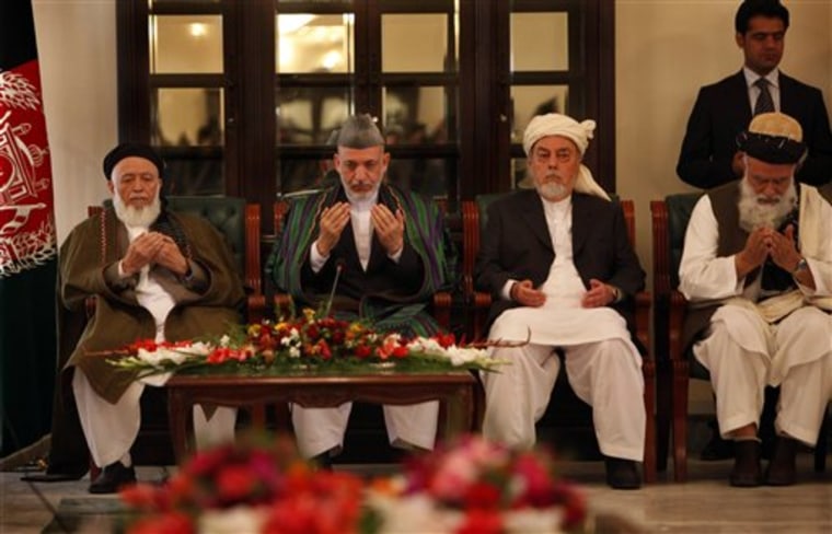 Burhanuddin Rabbani, Hamid Karzai, Pir Sayed Ahmad Gailani,  Abdul Rab Rasul Sayyaf